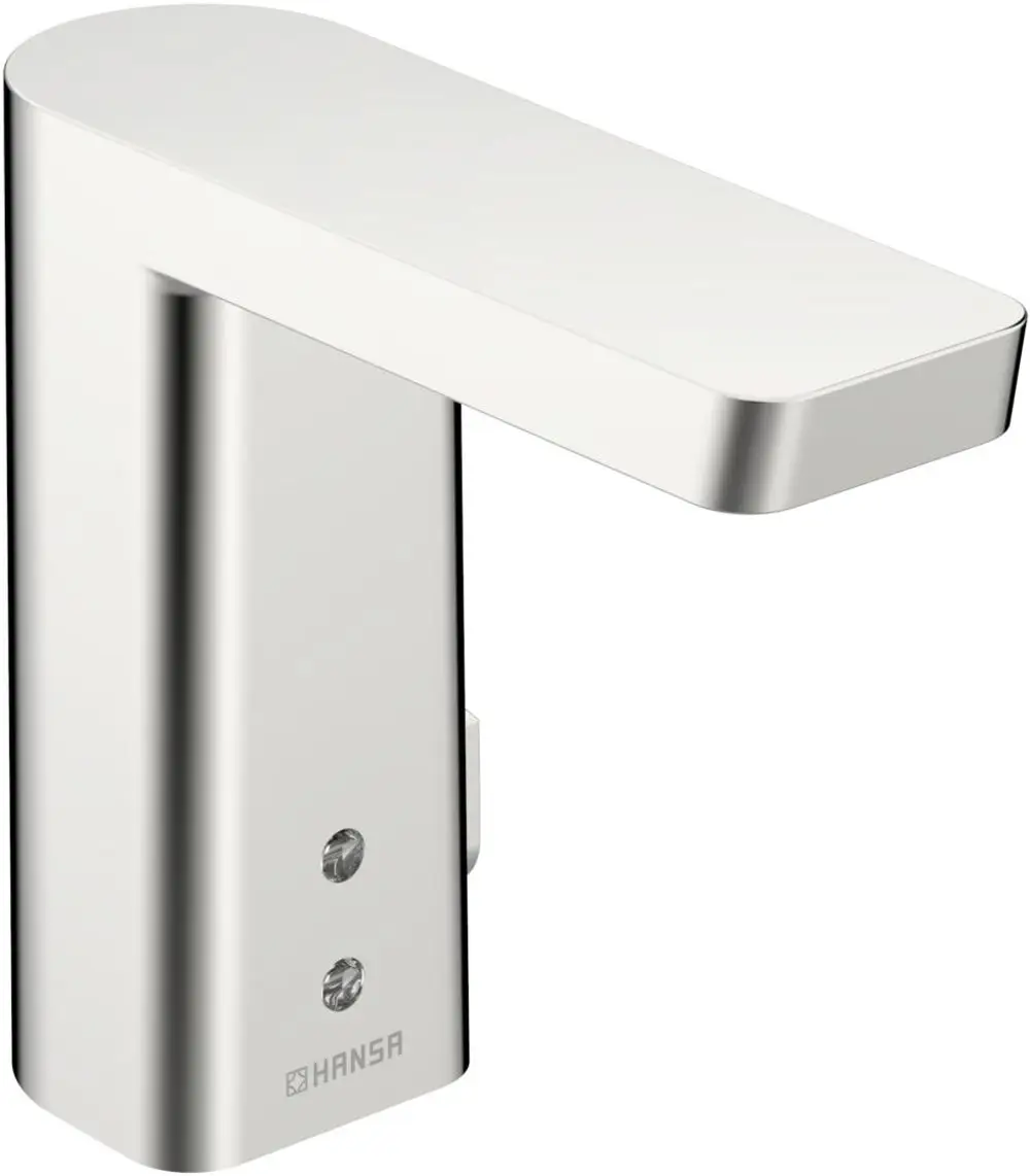 Hansa Armatur mit einem rechteckigen, flachen Hebel und einem polierten Chrom-Finish. Funktionale Design mit Montageöffnung auf der Rückseite.